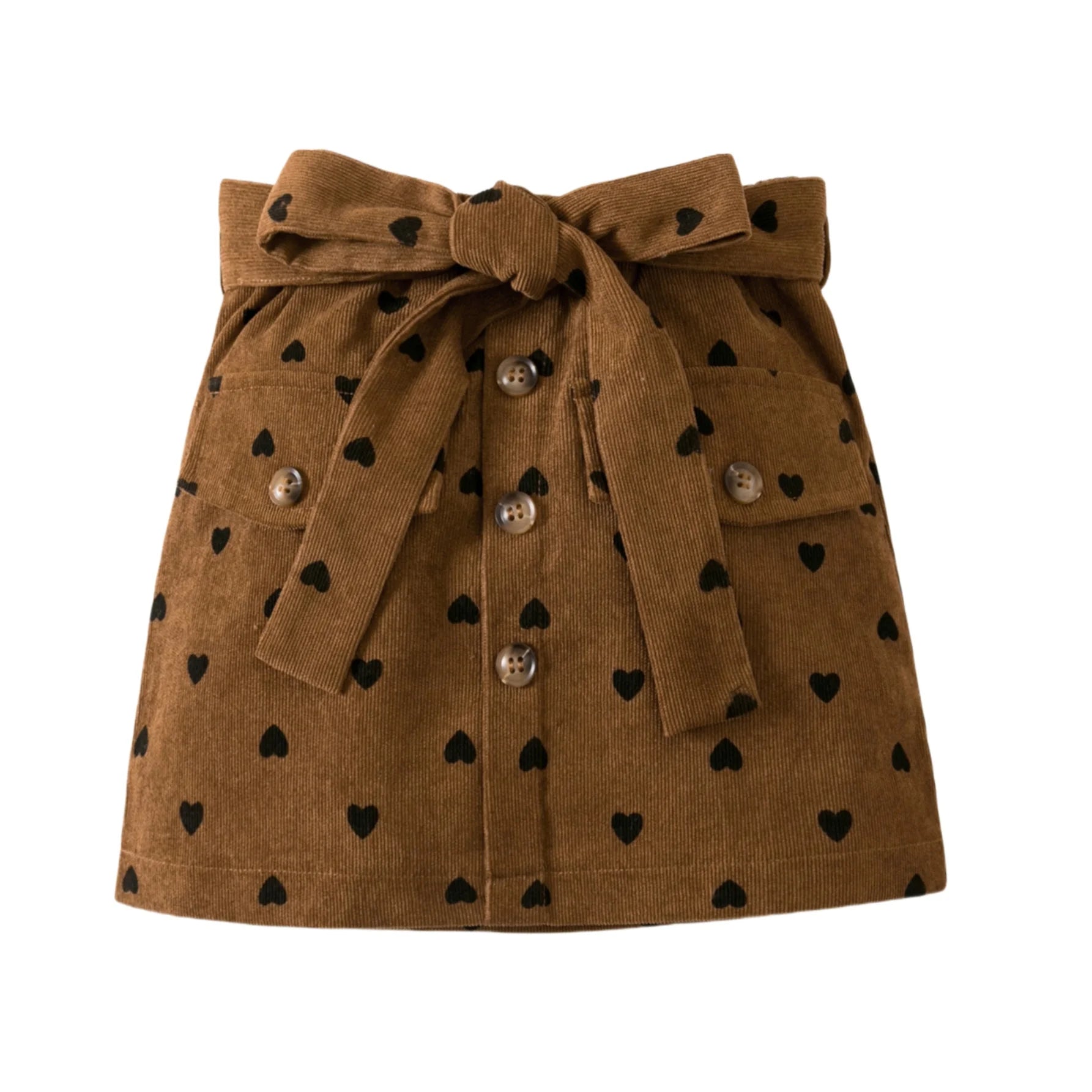 Girls pink heart-shaped skirt - cute bow belt, casual and fashionable style