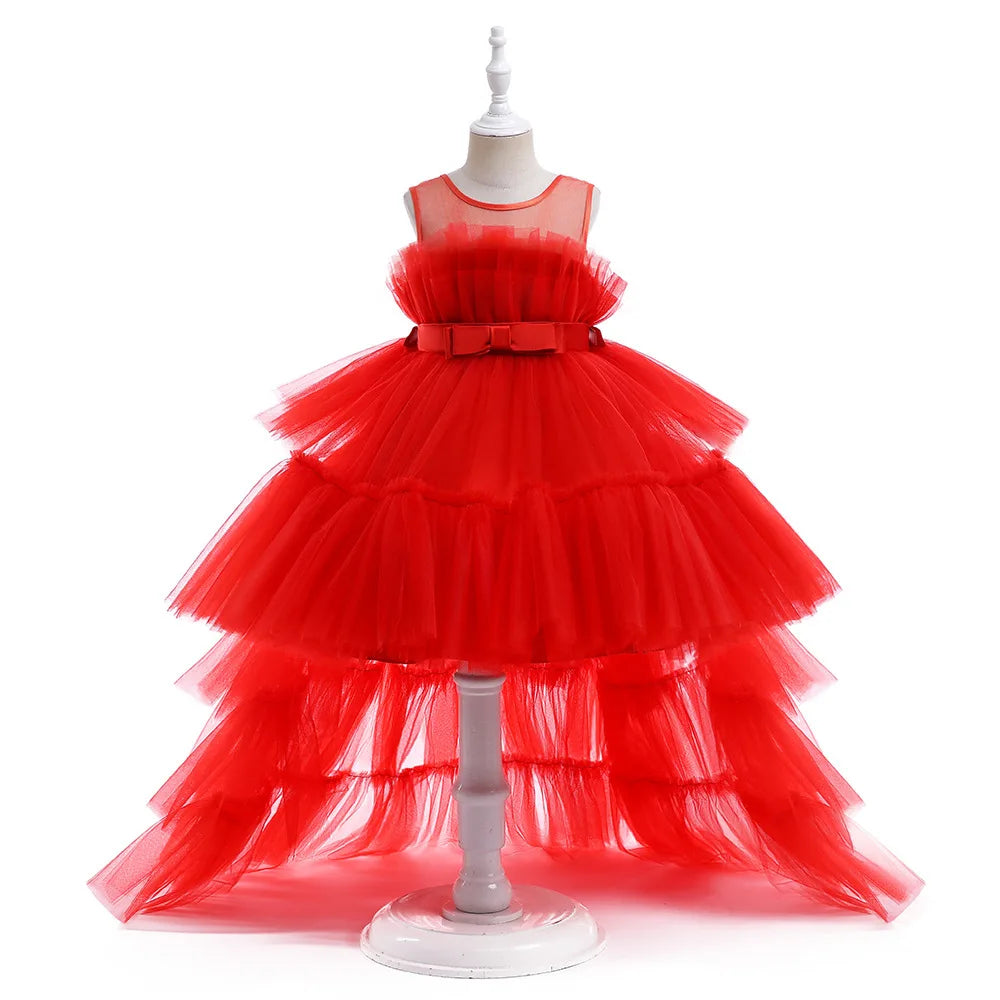 Kid's Party Formal Evening Dresses Elegant Party Dresses For Girls Dresses With Trailing Detachable Princess Dress