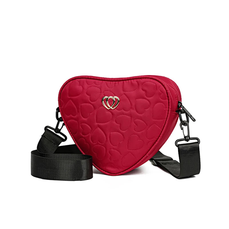 Ladies' handbags suitable for shopping, designed with love, made of nylon material, can be worn over the shoulder or crossbody.