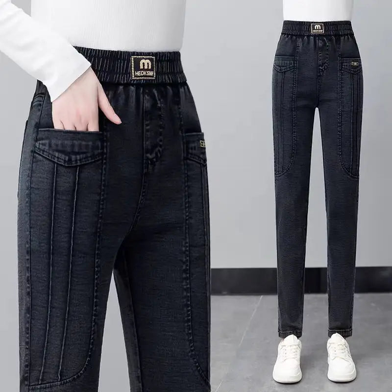 New Style of Jeans Women in Spring Autumn Casual Versatile High-waisted Small Feet