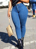 Comfortable,elastic,high-waisted,slim-fitting,hip-lifting, Small-leg Jeans. Four Seasons New Fashionable Skinny Jeans for Ladies