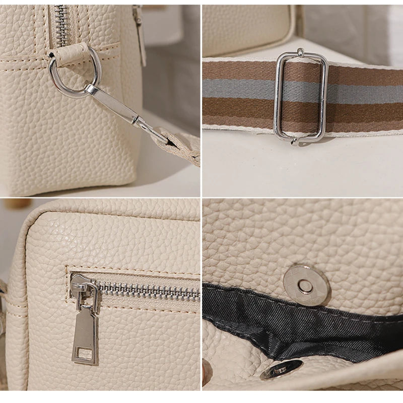 Wide Strap Women Crossbody Bags Solid Classic Ladies Handbags Luxury Square Women Bags Shoulder Crossbody Sling Bags For Femele