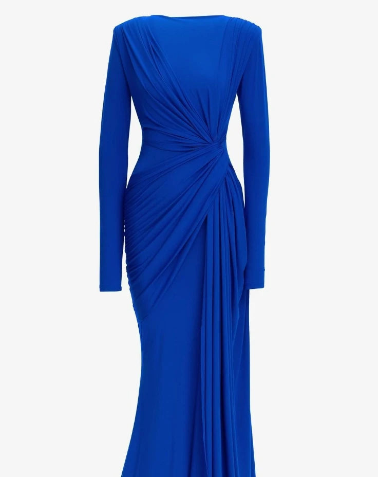 Women's Long Dresses Fashion Sexy Round Neck Design Slim Fit High Waist Hip Hugging Long Sleeved Long Dresses