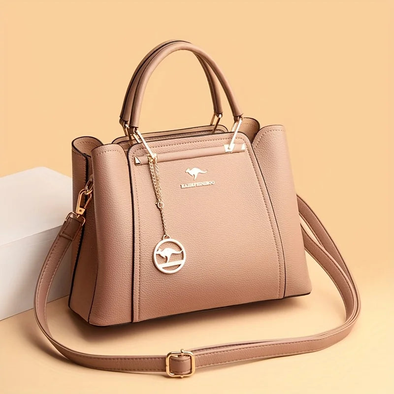 Women's Fashion Black Handbag with Gold Hardware and Detachable Shoulder Strap - High Quality, Lightweight, Elegant Design for Everyday Use, Designer Handbag