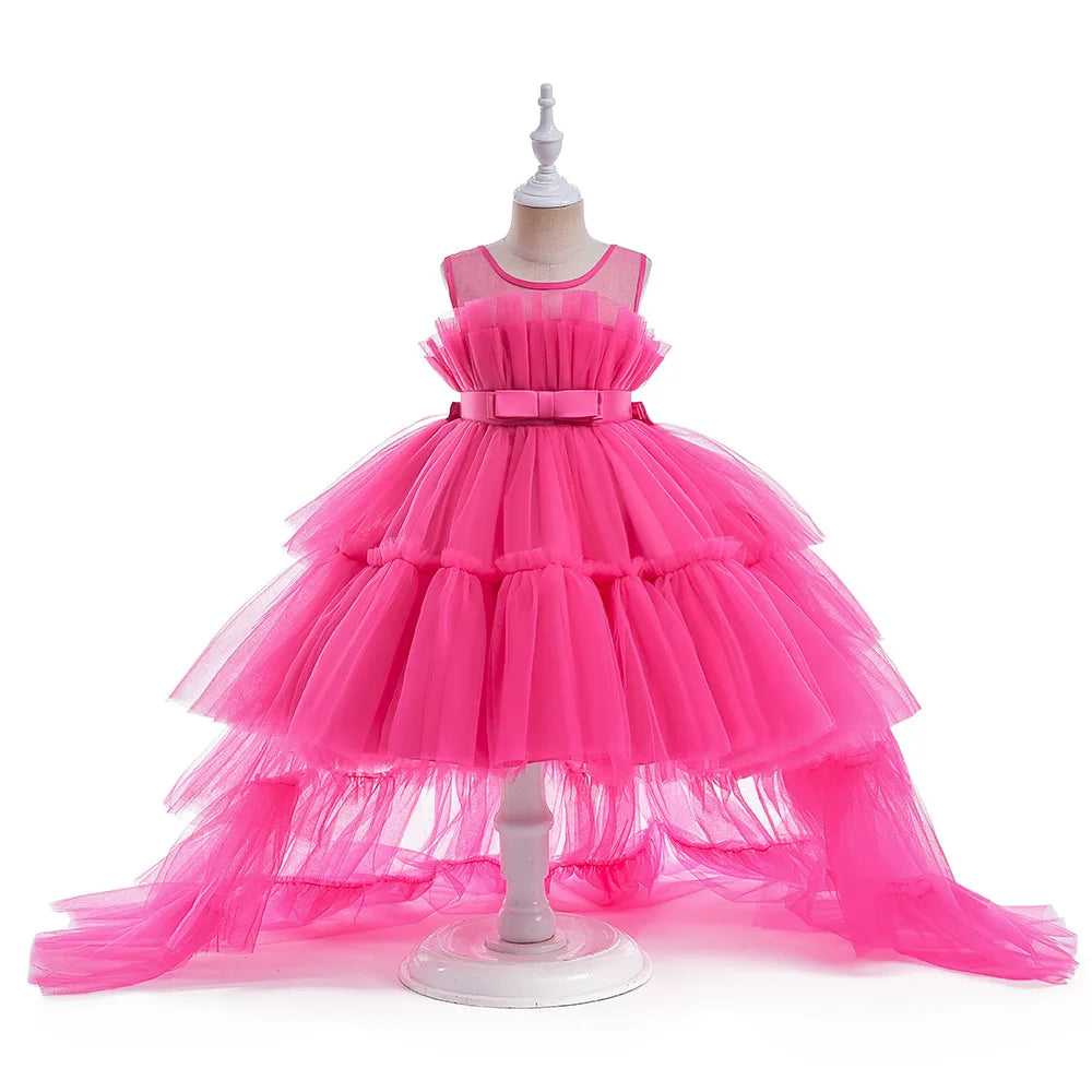 Kid's Party Formal Evening Dresses Elegant Party Dresses For Girls Dresses With Trailing Detachable Princess Dress