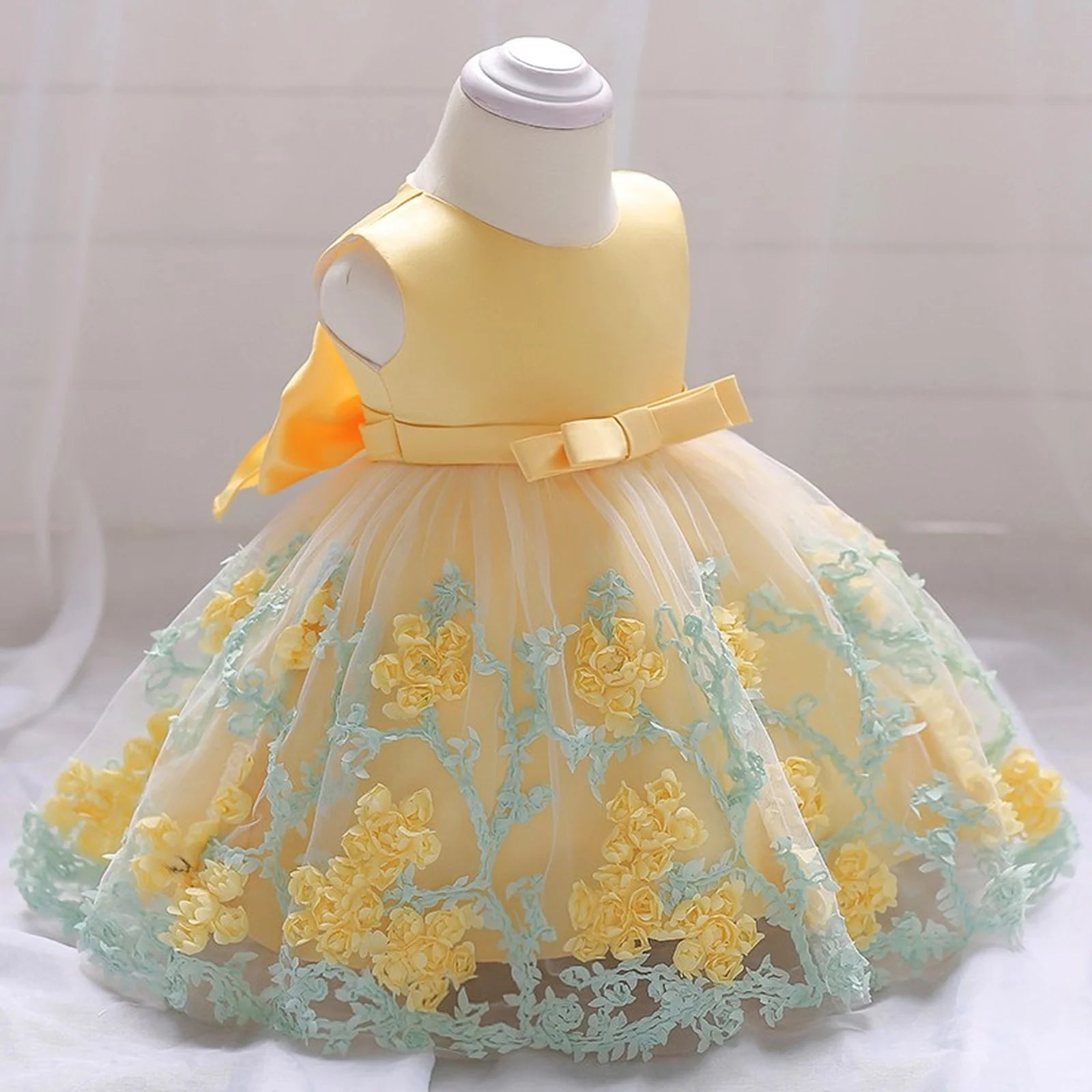 Baby Girl Frist Birthday Baptism Dresses Kids Lace Flower Dress for Little Girls Party Wedding Toddler Infant Christmas Clothing