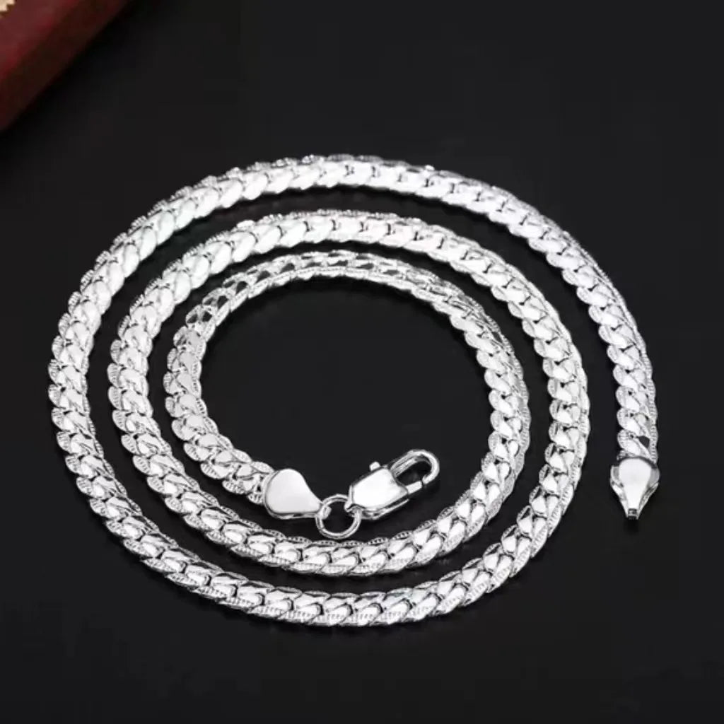 925 Sterling Silver 6mm Side Chain 16/18/20/22/24 Inch Necklace For Woman Men Fashion Wedding Engagement Jewelry Gift