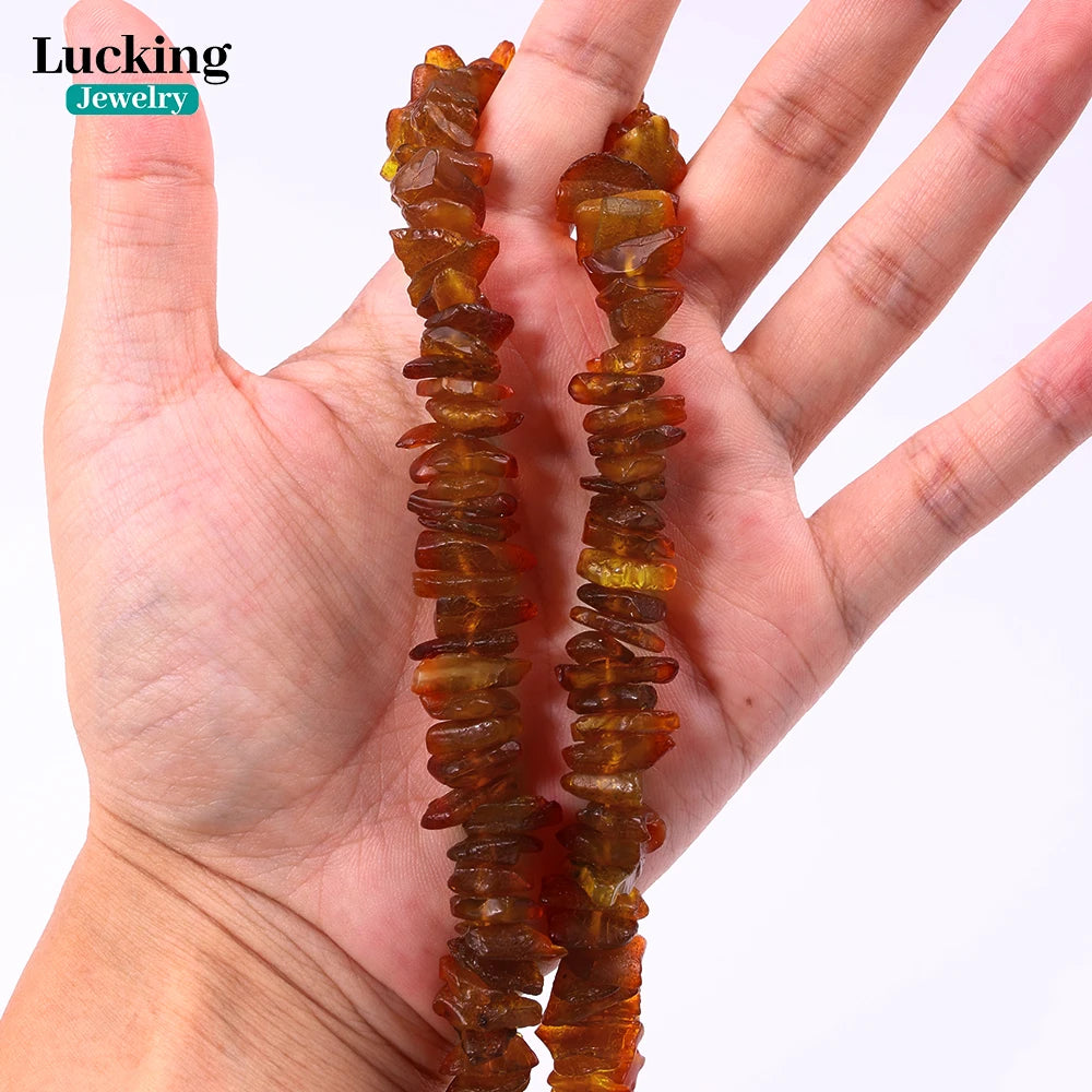 Genuine Baltic Amber Necklace 50-55cm- Irregular Chips Beads for Jewelry Making, Collectors, Spiritual Gifts