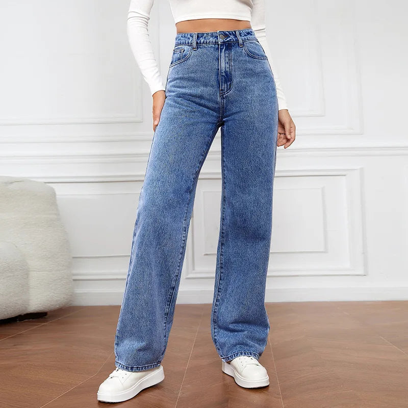 Explosions New European and American Ladies Jeans Women's High Waist Slim Straight Jeans