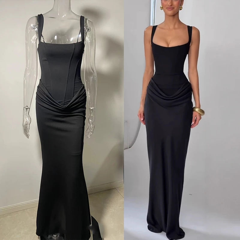 Women's Dress Black Fashionable Backless Bodycon Dress Women Slim Long Gown 2026 New Elegant Chic Lady Evening Party Vestidos