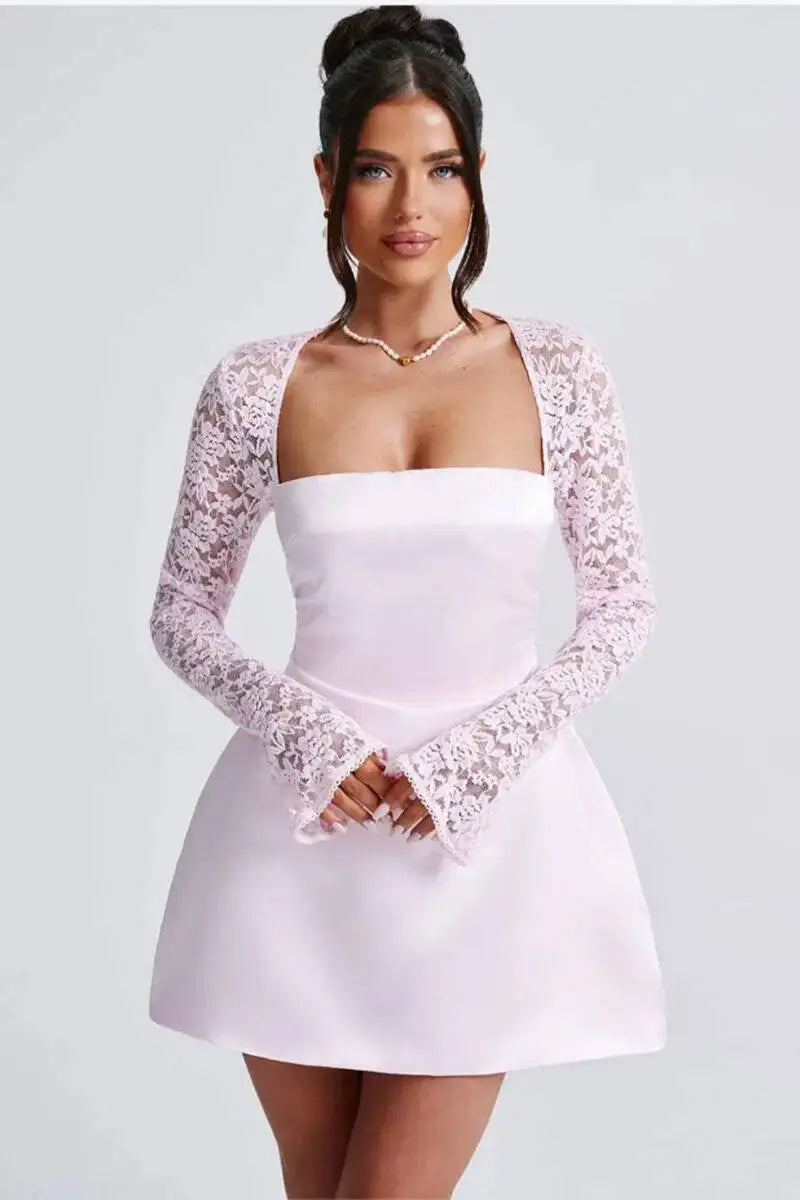 Avrilyaan Button Backless Bodycon Short Sexy A-line Dress Women Nightclub Party Dress Long Sleeve Mini Autumn Dress Vestidos