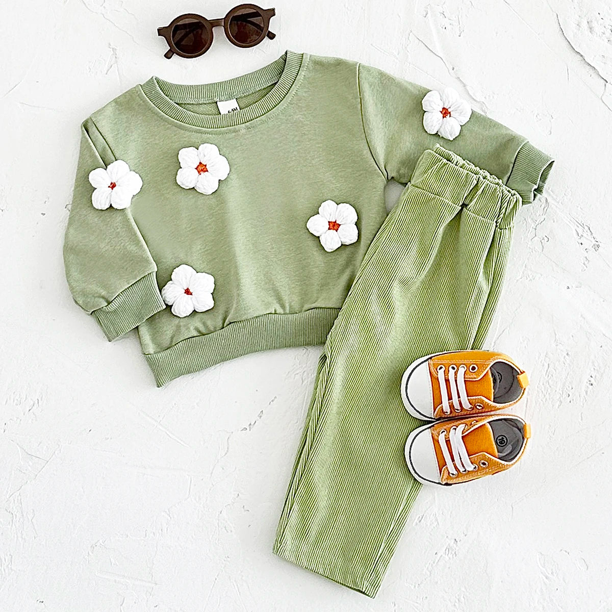 New Infant Suit Baby Girl Clothes Newborn Boys Infant Sets Cotton Comfortable Spring Autumn Floral Sweatshirt Top+Long Pants