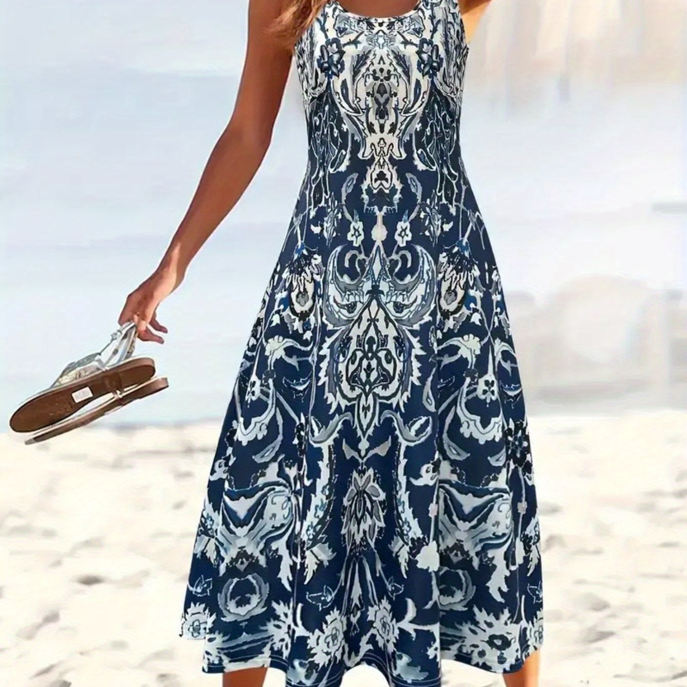 SINHOON Summer Dresses For Women 2025 Sleeveless Boho Maxi Sundress Loose Casual Flowy Beach Dress Midi Dress