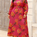 Plus Size, Women's Plus Size Maxi Dress V-Neck Tropical Print A-Line Beach Dress with - Semi-Sheer H-Line Maxi Dress Suitable for Resort Wear, Summer Dresses, Casual Outfits - Machine Washable Long Maxi Length