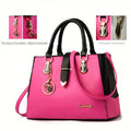 Women's Letter Detail Shoulder Bag, Elegant Double Handle Purse, Simple Large Handbag For Work