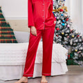 Couples Matching Pajamas Long Sleeve Sleepwear Satin Soft Button Down Loungewear Pjs Set perfect for pajama parties christmas pajamas Anniversary gift winter outfits for women 2 piece set
