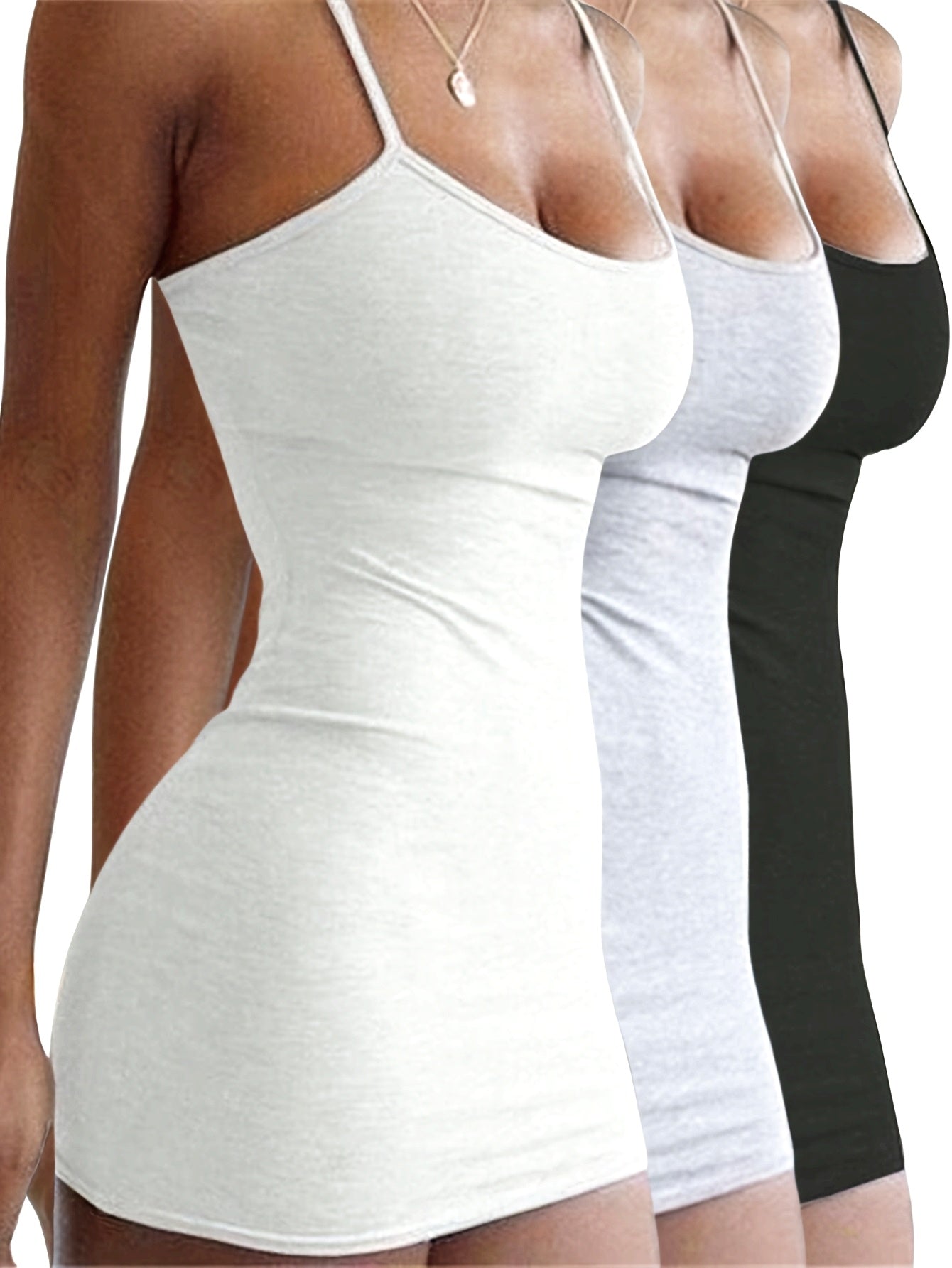 3-Pack Women's Sexy Off-Shoulder Slim-Fit Dress - Stretch Machine Washable Solid Color Casual Clothing for Daily and Seasonal Wear, Dresses For Women, Womens Clothes, Short Dress, Dress For Women, Short Dresses For Women, Clu