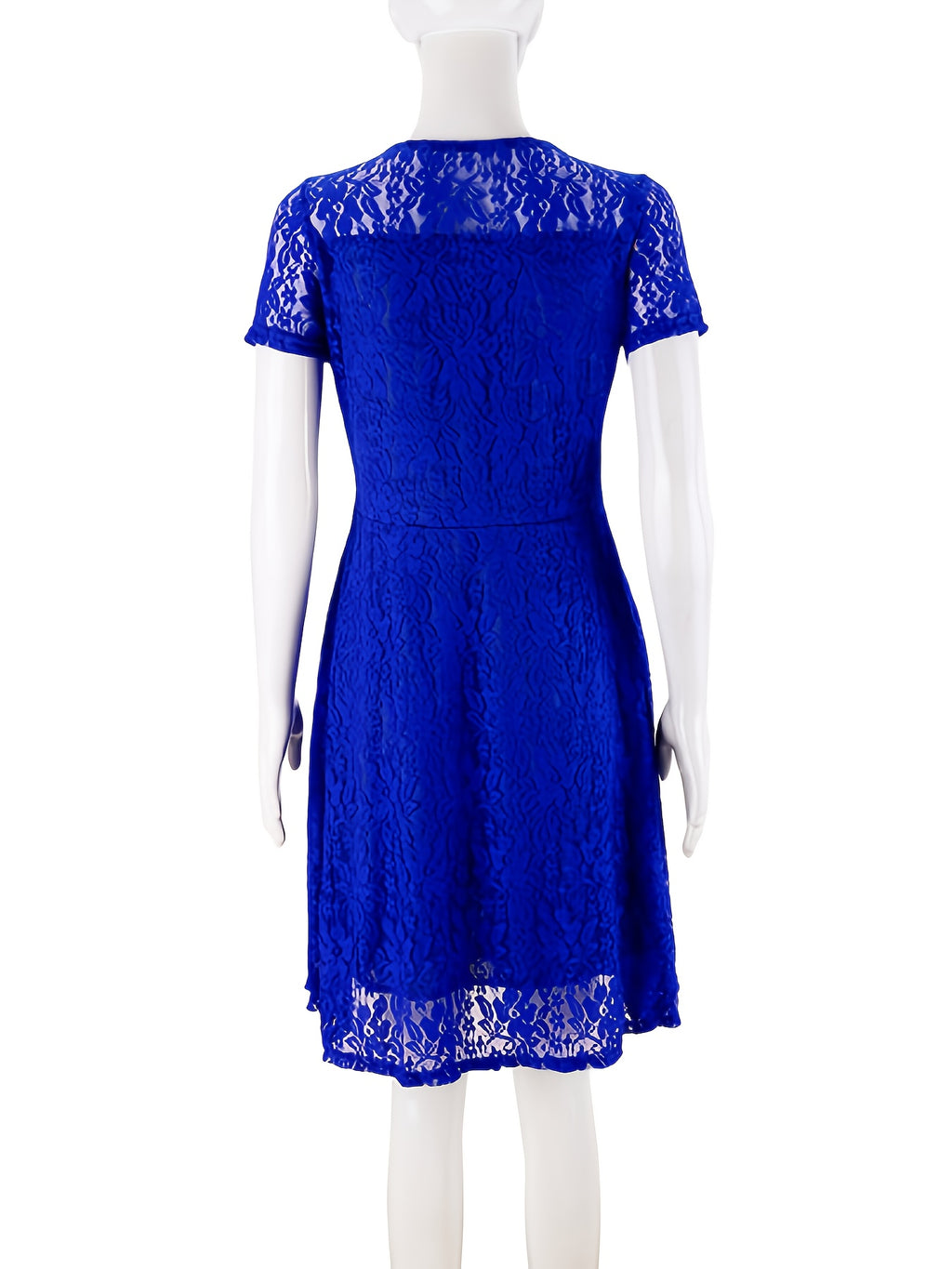 A-Line Dress with Floral Design - Short Sleeve Summer Dress Featuring a Crew Neck And Semi-Sheer Lace, Perfect for Beach Trips And Casual Chic Looks, Adorable Summer Dresses with a Soft Fabric.