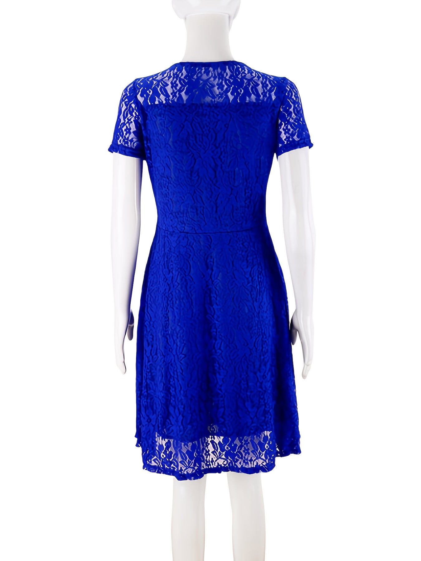 A-Line Dress with Floral Design - Short Sleeve Summer Dress Featuring a Crew Neck And Semi-Sheer Lace, Perfect for Beach Trips And Casual Chic Looks, Adorable Summer Dresses with a Soft Fabric.