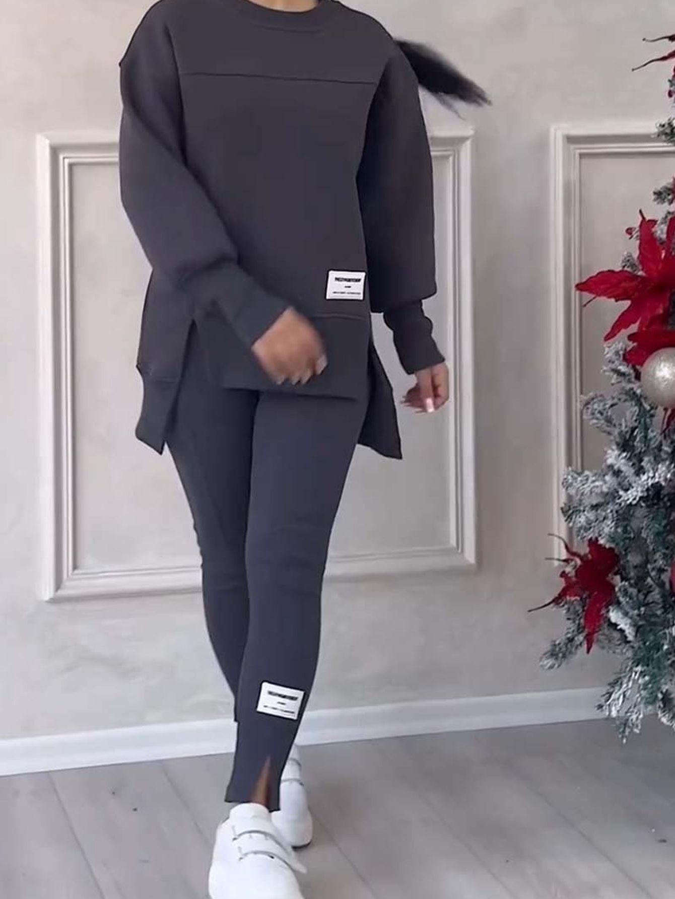 Comfortable Plus Size Women'S Casual Long Sleeve Color Block Athletic Top and Pants Set, Plus Size Workout Clothes for Women, Gym Outfits for Women Set Plus Size, Gym Clothes Women, Womens Plus Size Workout Clothes, Gym Outfi