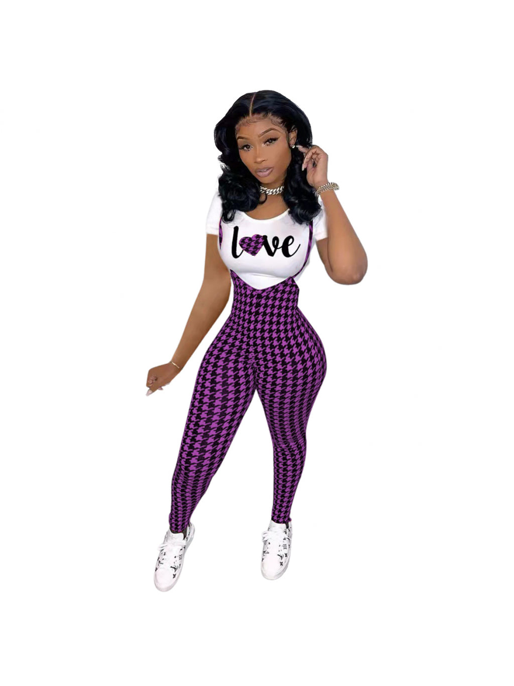 Women'S fashion pattern printed short sleeved T-shirt+camisole jumpsuit two-piece set, Jumpsuit for Women, Two Piece Outfits for Women, Casual Wear, Everyday Outfit, Trendy Fashion, Stylish Jumpsuit, Breathable Material, Ligh