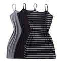 3-Pack Chic Summer Cami Dresses - Breathable, Lightweight Design with Adjustable Spaghetti Straps - Perfect for Casual Outings