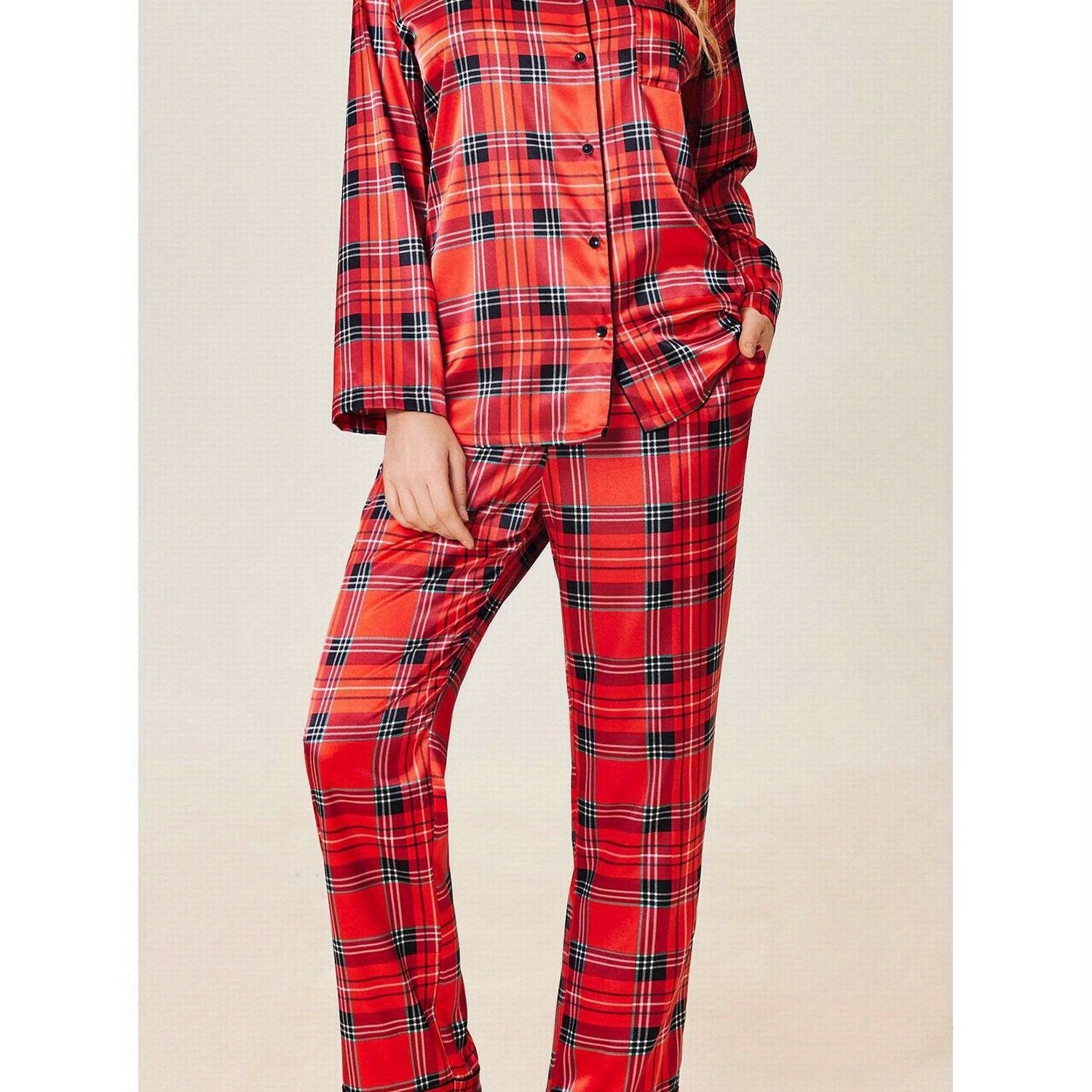 Couples Matching Pajamas Long Sleeve Sleepwear Satin Soft Button Down Loungewear Pjs Set perfect for pajama parties christmas pajamas Anniversary gift winter outfits for women 2 piece set