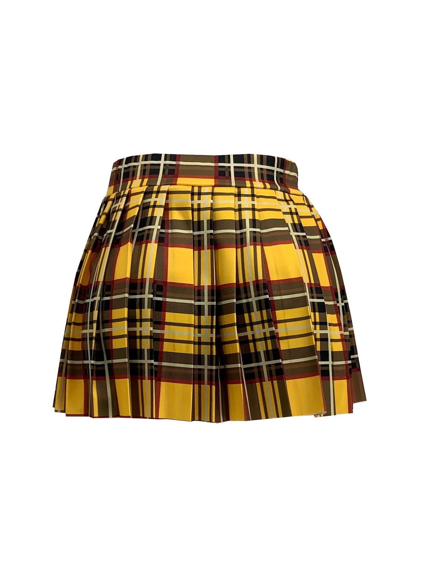 Sexy Smock Dress Style - Women's Short Plaid Mini Skirt with Pleated Skat (No Overalls Needed) | All-Season Machine Washable - Short Length Skirt | For Casual & Dressy Outfits - Non-Skirt for Blouses/Dresses | Easy Care & Yea