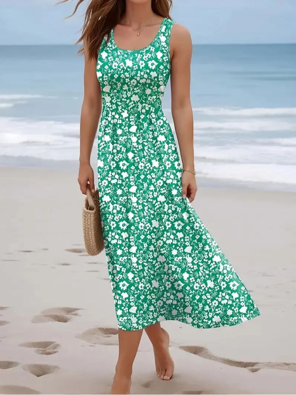 SINHOON Summer Dresses For Women 2025 Sleeveless Boho Maxi Sundress Loose Casual Flowy Beach Dress Midi Dress