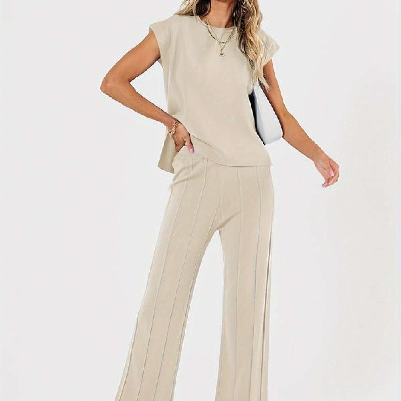 2pcs Outfits for Women Lounge Matching Set Two Piece Knit Tracksuit Sweatsuits Top& Pants