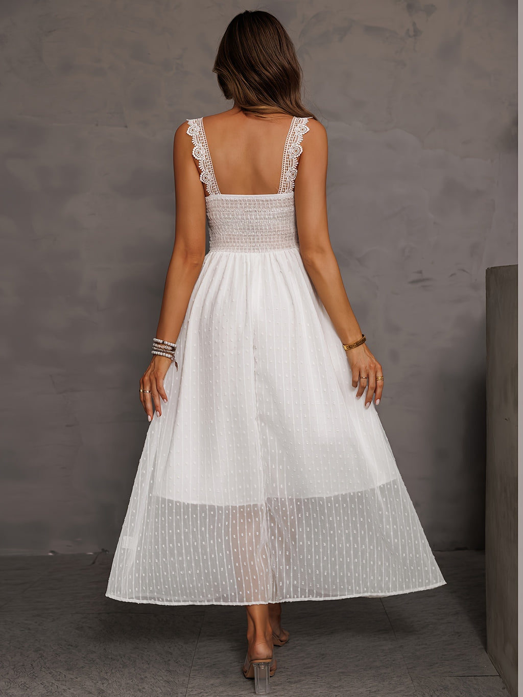 Elegant Lace Splicing Wide Strap A-Line Dress - Sleeveless Spring & Summer Dresses for Women - Stylish, Chic, and Comfortable Clothing for Ladies