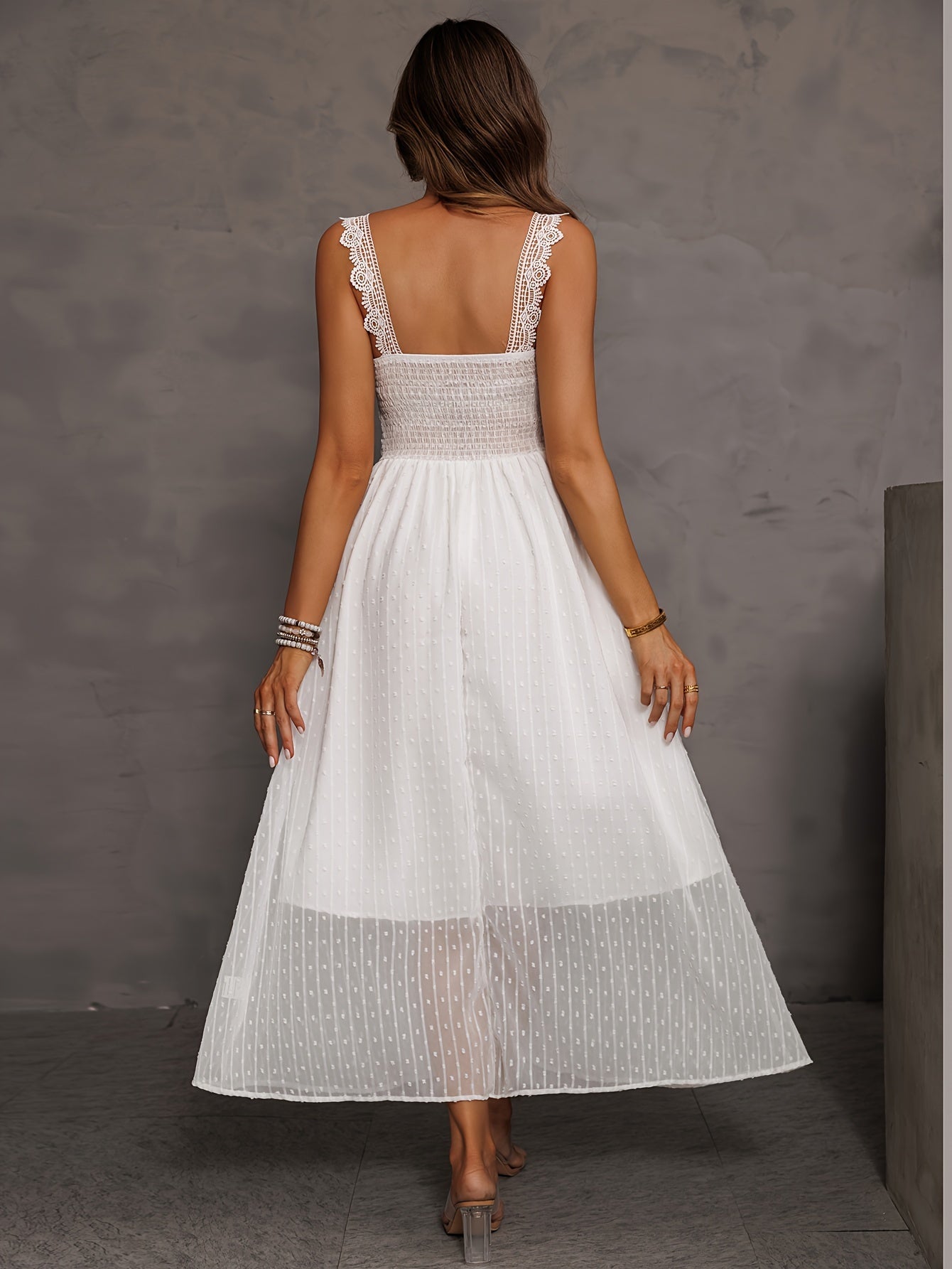 Elegant Lace Splicing Wide Strap A-Line Dress - Sleeveless Spring & Summer Dresses for Women - Stylish, Chic, and Comfortable Clothing for Ladies