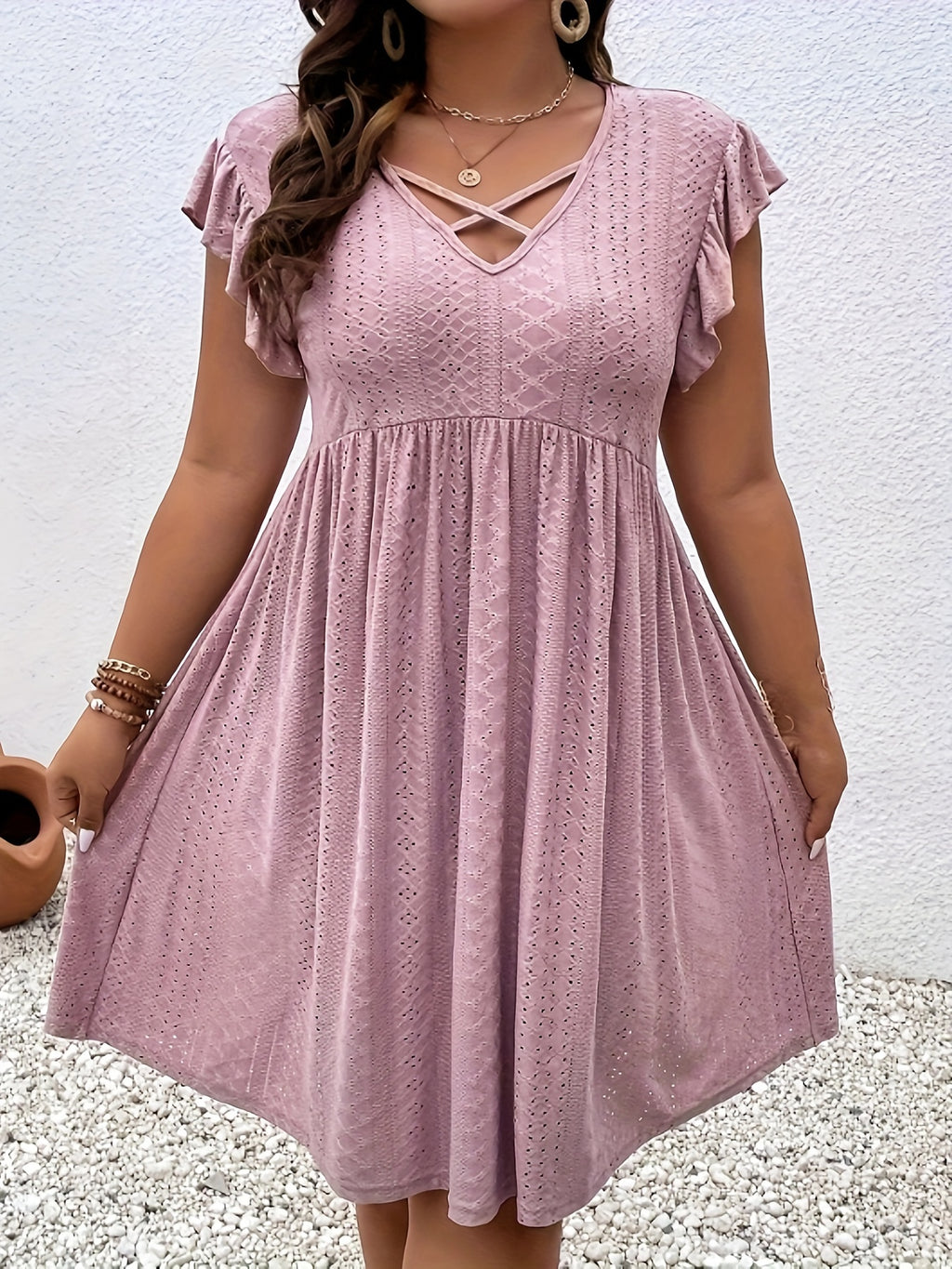 Plus Size, Women's Elegant Black Formal & casual Dresses - Flared Hem Party Wedding Outfit, Machine Washable Semi-Formal Evening Gown for Women, Dresses for Wedding Guest, Vneck Dress, Semitransparent Material, Elegant Embroi