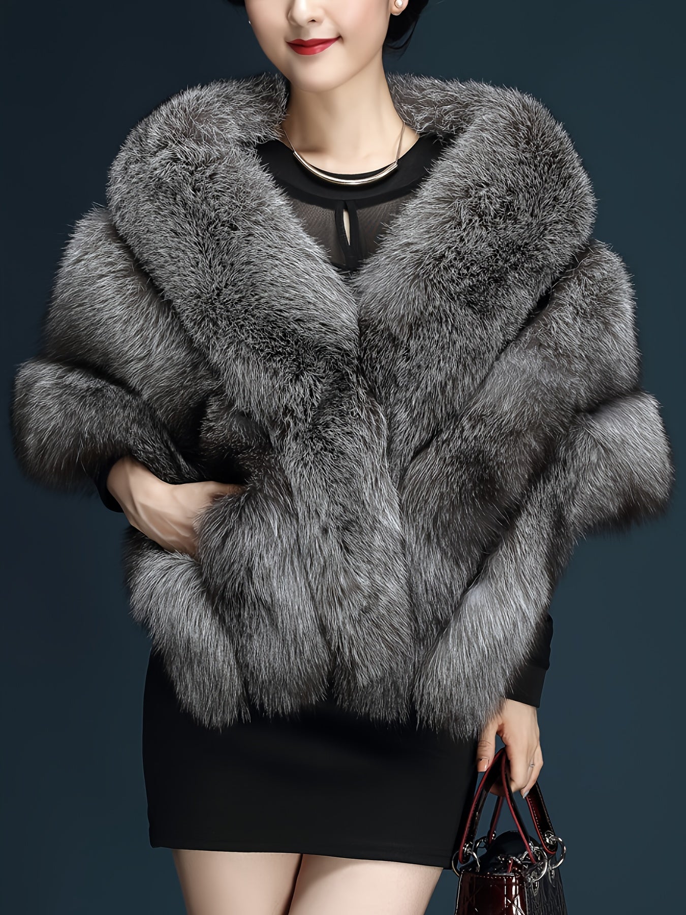 Plus Size - Plus Size High-Quality Faux Fur Shawl for Autumn And Winter Evening Parties And Luxurious Women'S Dresses.
