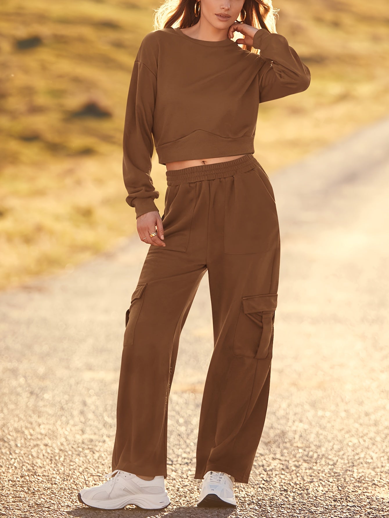 2 Piece Outfits For Women 2024 Summer Short Sleeve Wrap V Neck Crop Tops Wide Leg Pants Set