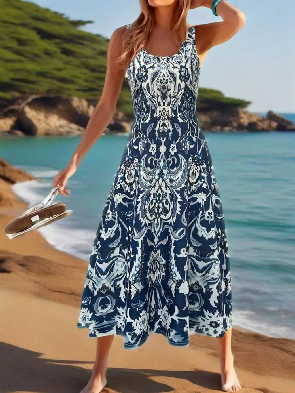 SINHOON Summer Dresses For Women 2025 Sleeveless Boho Maxi Sundress Loose Casual Flowy Beach Dress Midi Dress