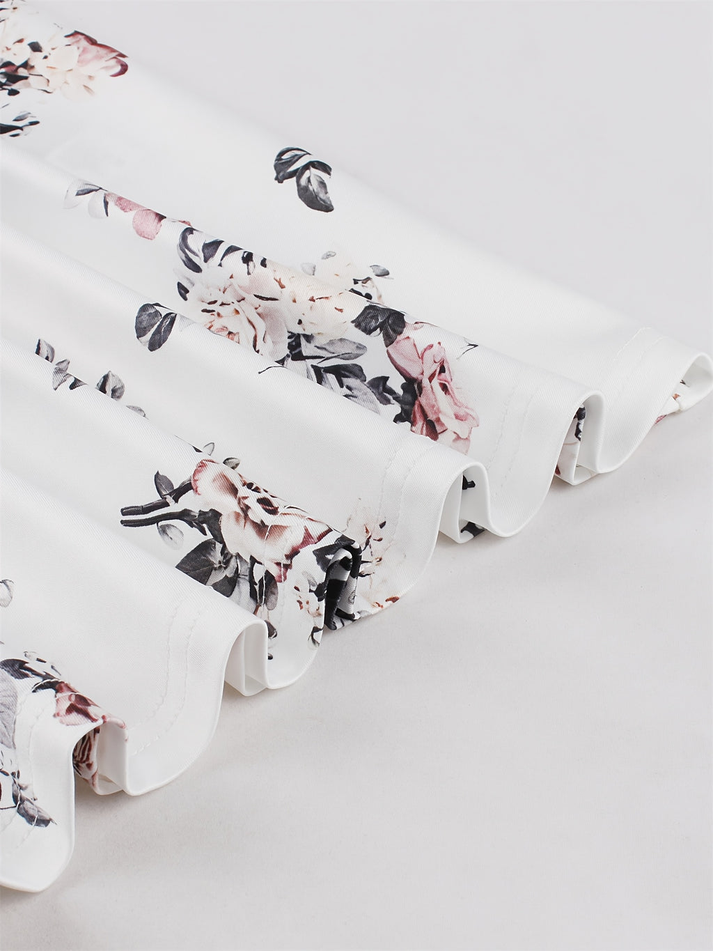Print Knee-Length Dress - Stretchy Polyester, Machine Washable, White with Black & Pink Flowers, Ideal for Casual Parties, Comfortable Fashion|Sleeveless Dress|Glossy Texture, Plus Size Summer Dresses