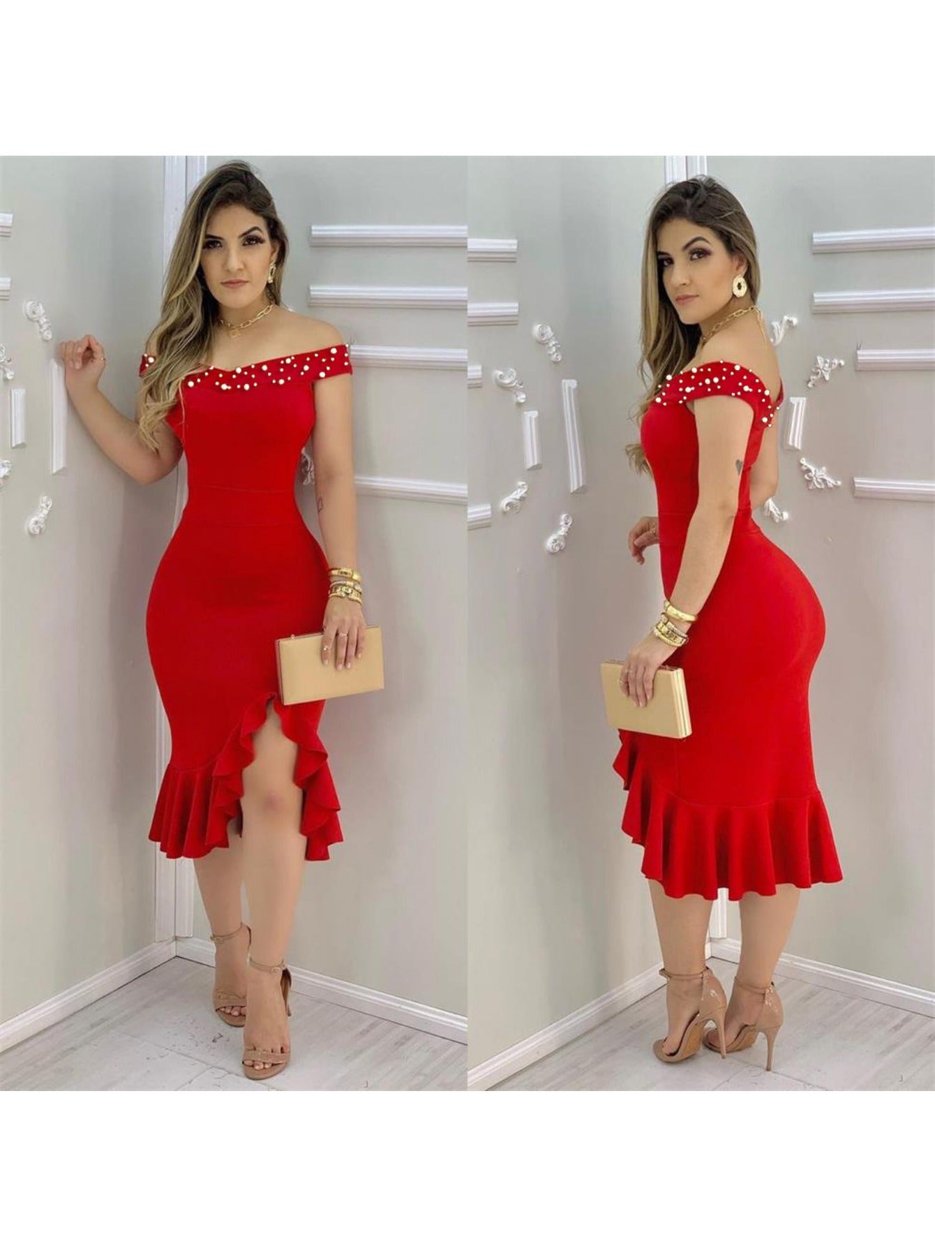 [Hot Ruffles Fashion Women's Dresses] Hot Selling Dresses Fashion Women's Dresses with Ruffles