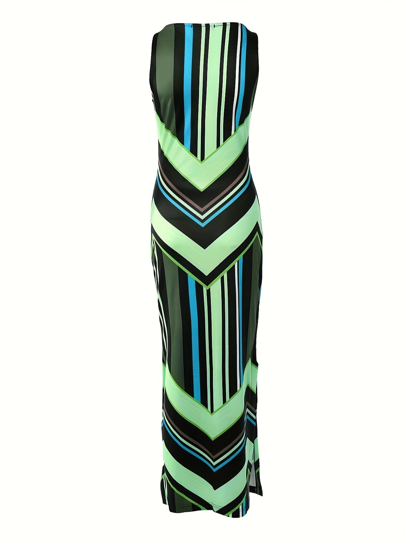 Women's Elegant Sleeveless Maxi Dress, Flattering Fit, Formal & Casual Chic Outfit, All-Season Formal Party Wedding Everyday Dresses for Women, Geometric Pattern, Spring/Fall/Summer, Dresses for Wedding, Spring Fashion, Styli