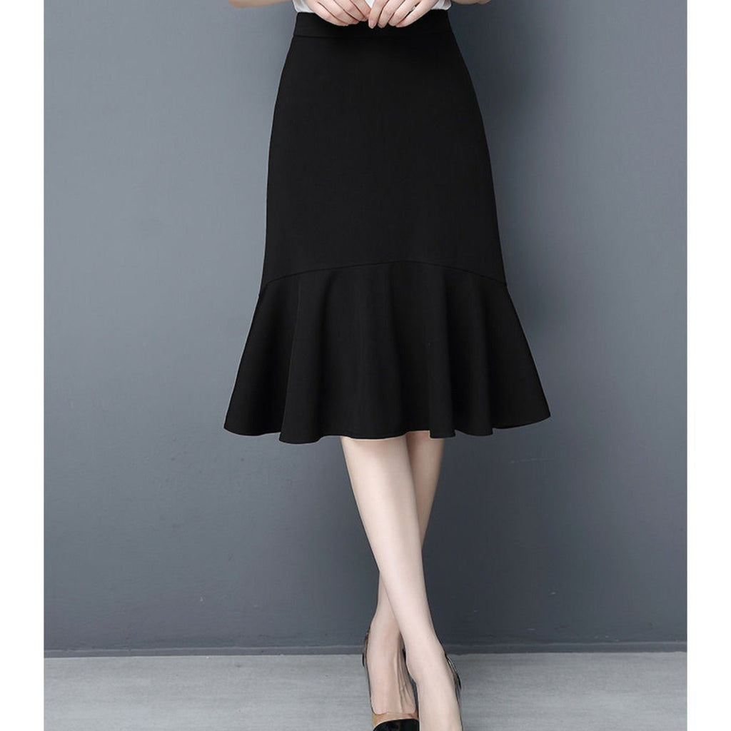 Women's Dresses A-line Cut Ruffle Fishtail Wrap Skirt Office Pencil Skirt High Waist Below Knee Casual Elegant Halter Skirt