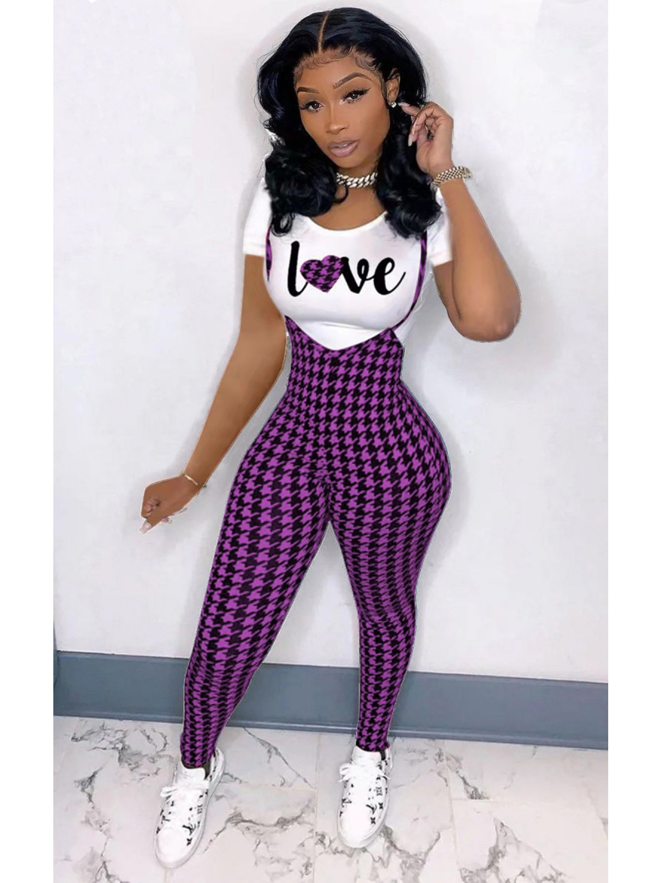 Women'S fashion pattern printed short sleeved T-shirt+camisole jumpsuit two-piece set, Jumpsuit for Women, Two Piece Outfits for Women, Casual Wear, Everyday Outfit, Trendy Fashion, Stylish Jumpsuit, Breathable Material, Ligh