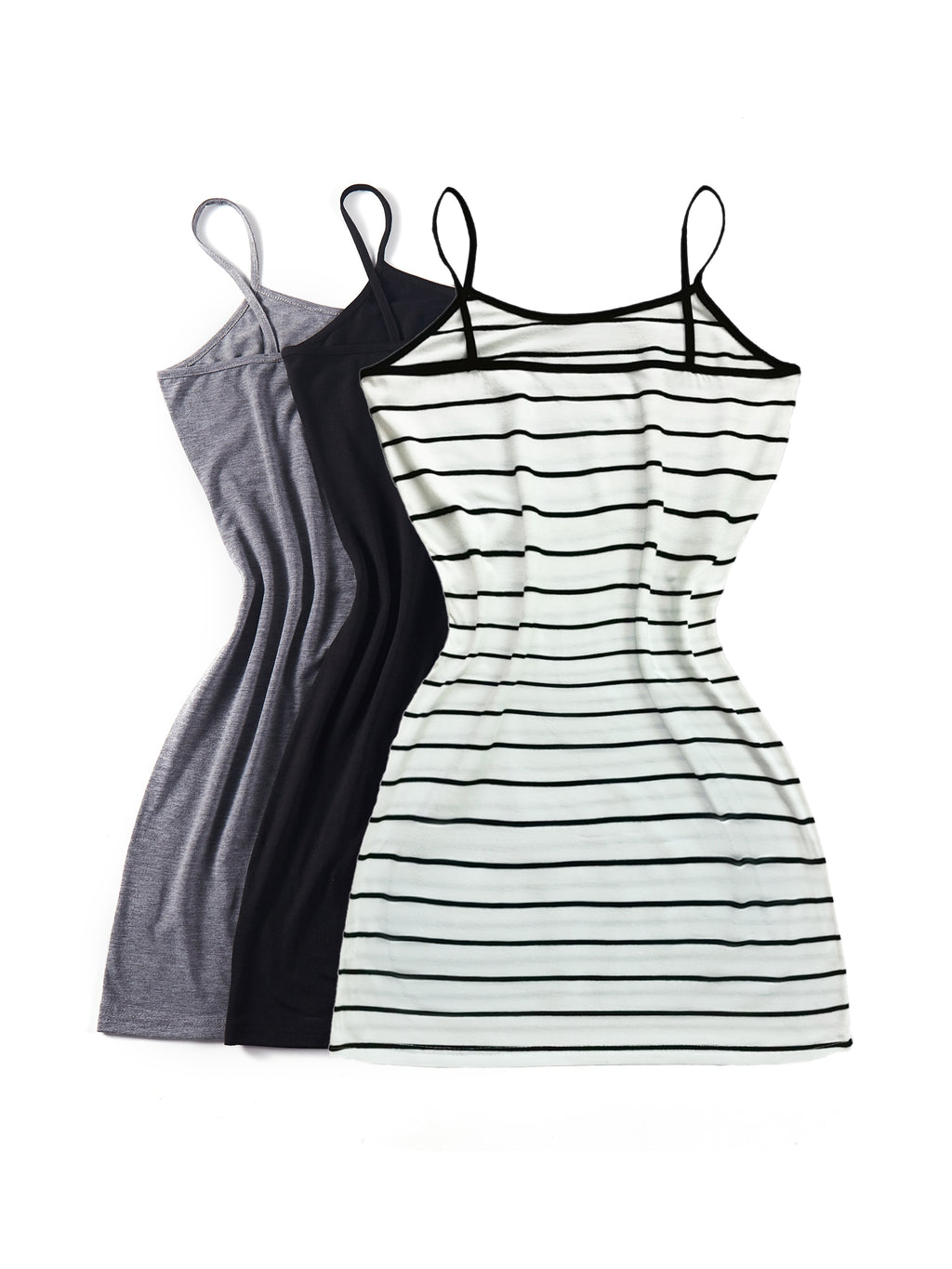 3-Pack Chic Summer Cami Dresses - Breathable, Lightweight Design with Adjustable Spaghetti Straps - Perfect for Casual Outings