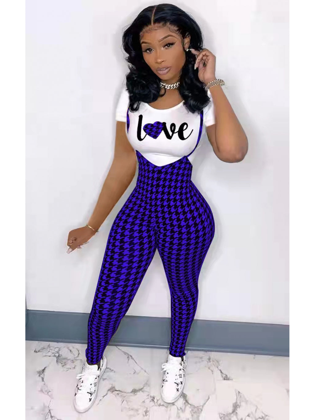 Women'S fashion pattern printed short sleeved T-shirt+camisole jumpsuit two-piece set, Jumpsuit for Women, Two Piece Outfits for Women, Casual Wear, Everyday Outfit, Trendy Fashion, Stylish Jumpsuit, Breathable Material, Ligh