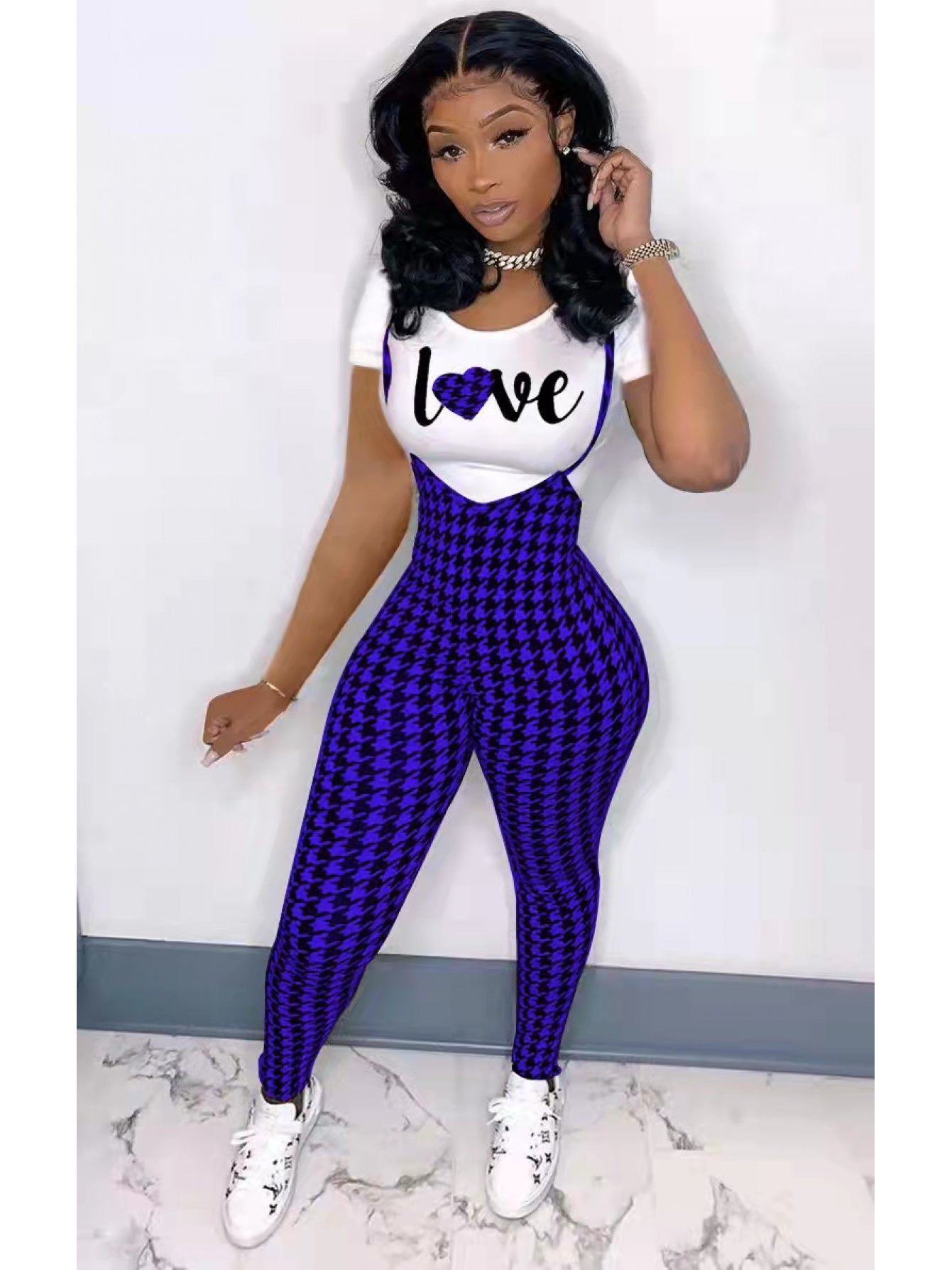 Women'S fashion pattern printed short sleeved T-shirt+camisole jumpsuit two-piece set, Jumpsuit for Women, Two Piece Outfits for Women, Casual Wear, Everyday Outfit, Trendy Fashion, Stylish Jumpsuit, Breathable Material, Ligh