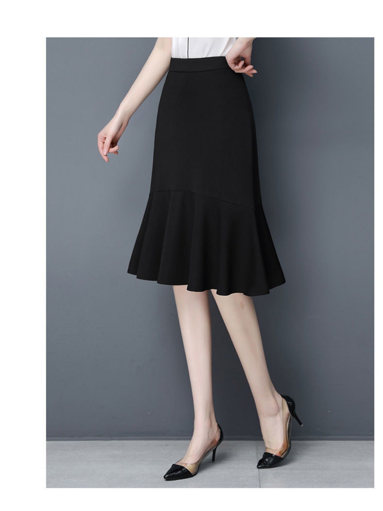 Women's Dresses A-line Cut Ruffle Fishtail Wrap Skirt Office Pencil Skirt High Waist Below Knee Casual Elegant Halter Skirt