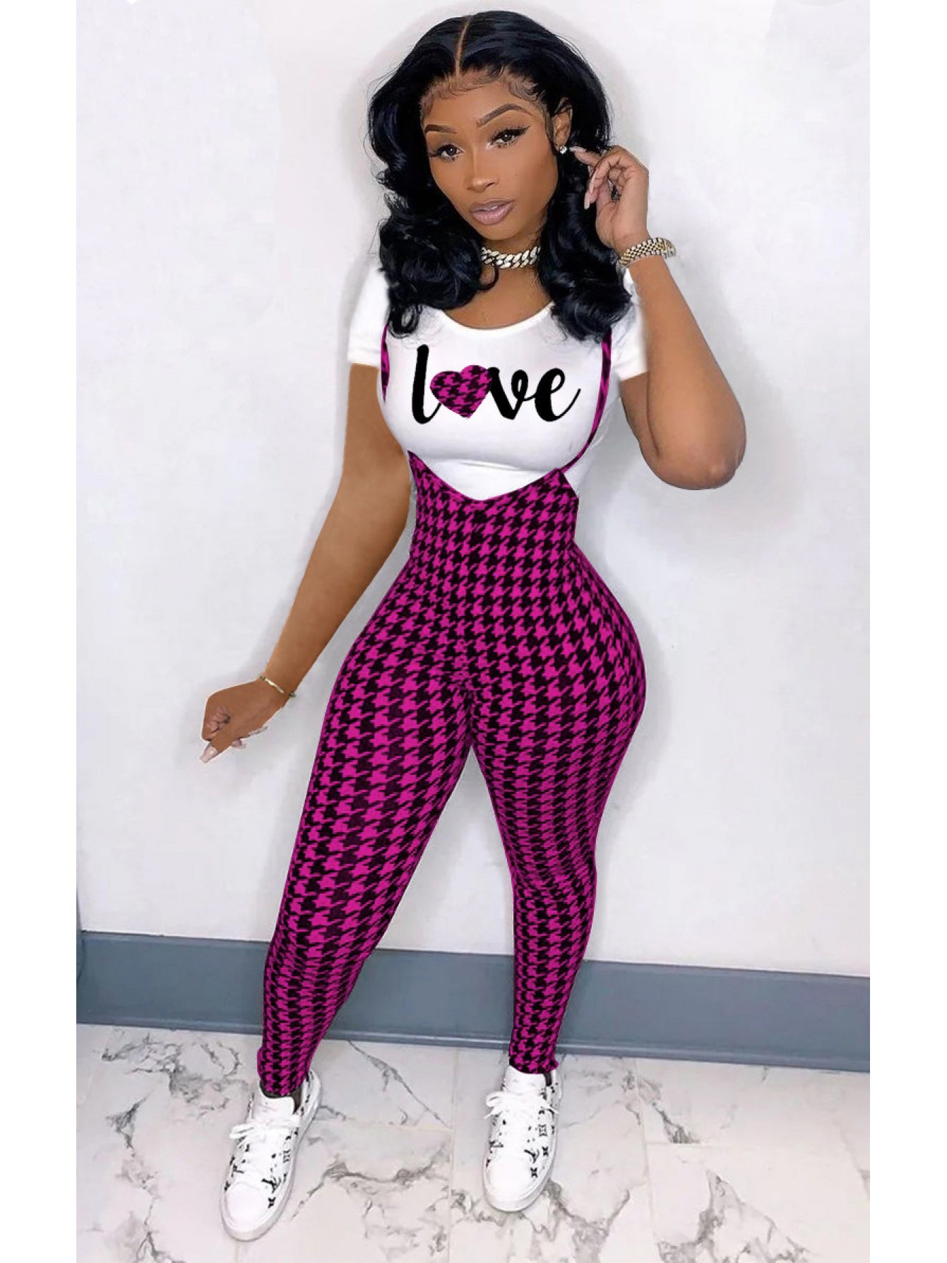 Women'S fashion pattern printed short sleeved T-shirt+camisole jumpsuit two-piece set, Jumpsuit for Women, Two Piece Outfits for Women, Casual Wear, Everyday Outfit, Trendy Fashion, Stylish Jumpsuit, Breathable Material, Ligh
