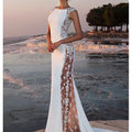 Elegant Women'S Evening Lace Splicing Hollow Extra Long Dresses Sleeveless Waisted Hip Trailing Wedding Evening Dating Vacation Essential Out Fantastic Women'S Dresses