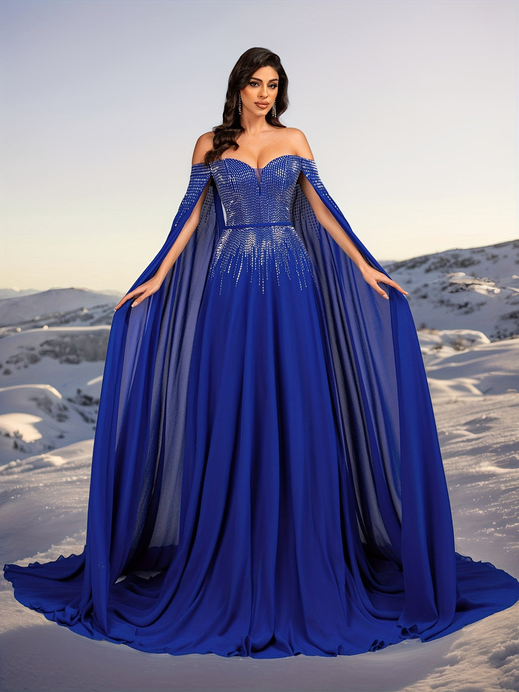 A Sequined Embroidered Evening Gown for Women, Elegant Party Attire, Long Evening Dress for Ladies, New Style for 2025, Fashionable Women'S Clothing, Festive Outfits for Women, Boutique Women'S Apparel.