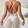 Ladies' Crochet Sleeveless Cover-Up Hollow Flared Beach Swimwear, Elegant Party Dresses for Women, Casual and Stylish Clothing, Summer Promotion Hot Apparel  Sexy Outfits