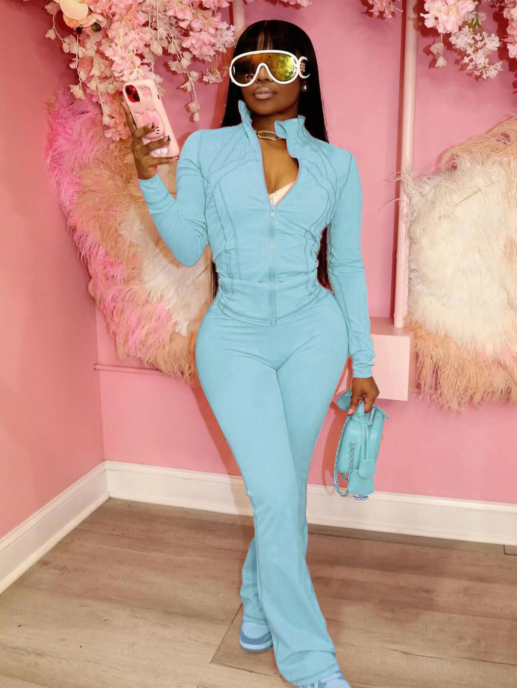 Spring and summer new s leisure Women's clothing sexy tight long-sleeved bell two-piece set, Cute Outfits For Women, Trendy Clothes For Women
